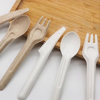 باگاس زیست فرسایش پذیر و سازگار با محیط زیست ظروف یکبار مصرف 141.7mm چنگال و قاشق های کمپوست قابل استفاده