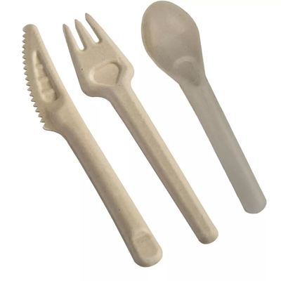 باگاس زیست فرسایش پذیر و سازگار با محیط زیست ظروف یکبار مصرف 141.7mm چنگال و قاشق های کمپوست قابل استفاده