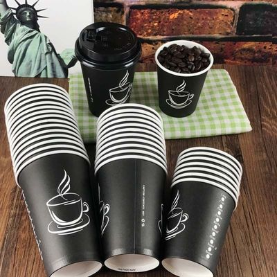 فنجان‌های قهوه یکبار مصرف مشکی سفارشی چاپ شده 2.5 اونس، فنجان‌های قهوه تک جداره 8 اونس